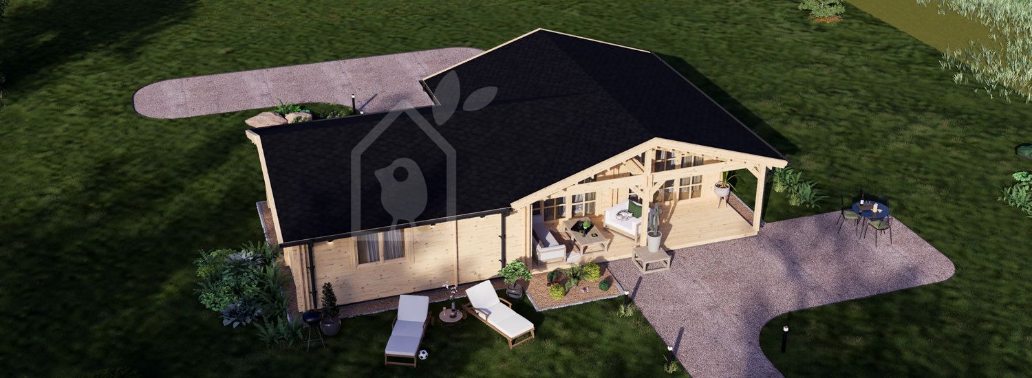Houten huis ADELE S (Geïsoleerd, 44+44 mm), 60 m² visualisatie 1