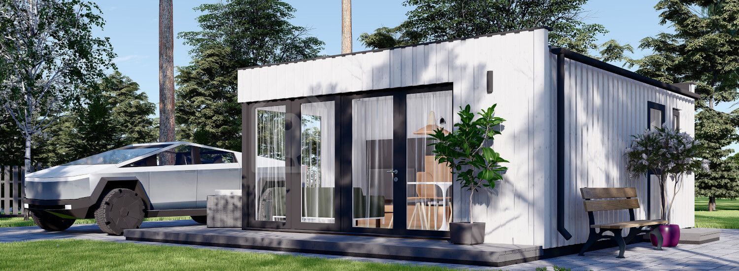 Prefab houten tuinhuis ELON (Geïsoleerd PLUS, SIP panelen), 6x5 m, 30 m² visualisatie 1