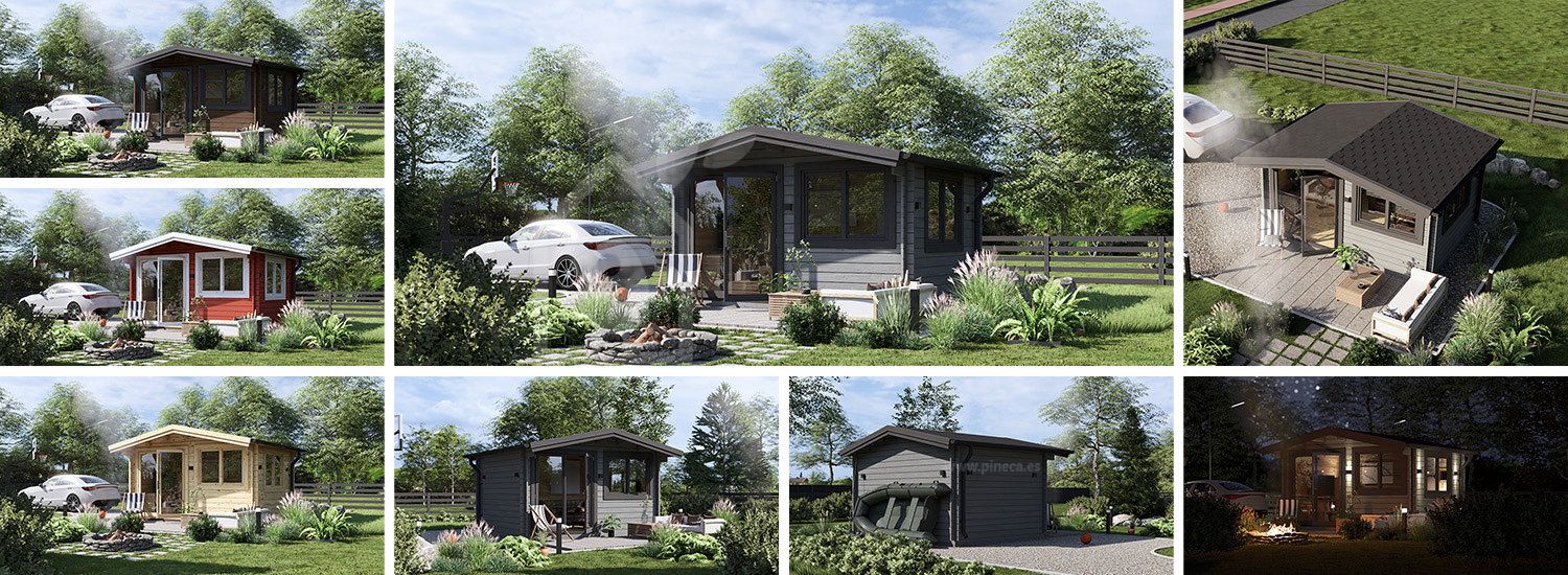 Tuinhuis blokhut WISSOUS (34 mm), 4x3 m, 12 m² visualisatie 1