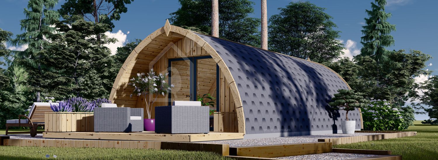 Tuinhuis - camping pod BRETA (44 mm), 4x8 m, 32 m² visualisatie 1