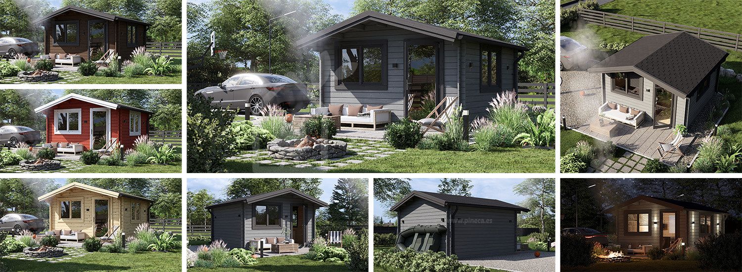 Tuinhuis blokhut DREUX (34 mm), 4x4 m, 16 m² visualisatie 1