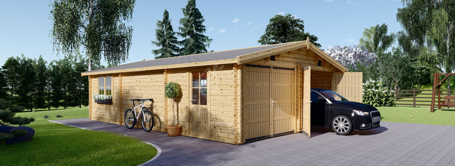 Dubbele houten garage CLASSIC DUO (44 mm), 6x8 m, 48 m² visualisatie 1