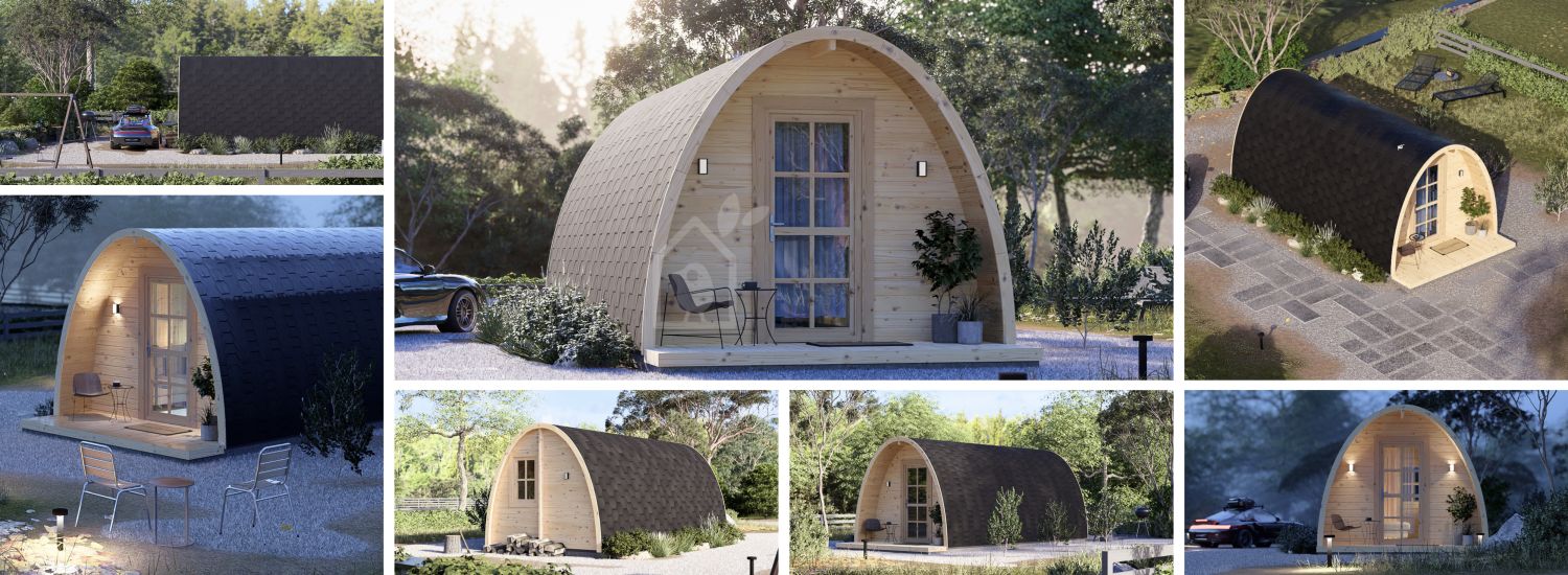Tuinhuis - camping pod BRETA S (44 mm), 3x6 m, 18 m² visualisatie 1