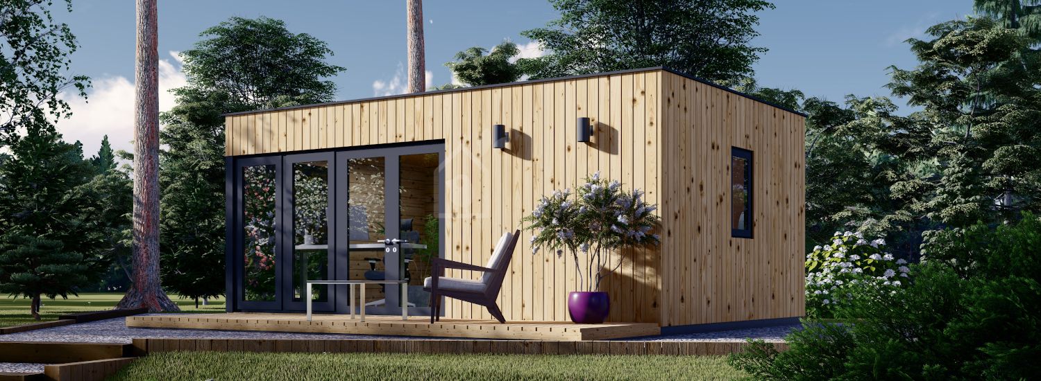 Tuinkantoor PREMIUM S (Geïsoleerd PLUS, 34 mm + gevelbekleding), 6x4 m, 24 m² visualisatie 1