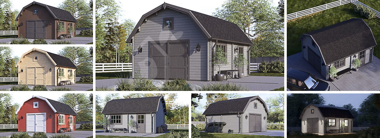 Houten garage MISSISSIPPI (44 mm), 5x6 m, 30 m² visualisatie 1