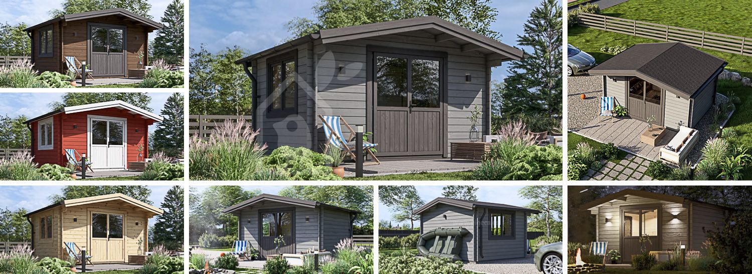 Tuinhuis blokhut RENNES (34 mm), 4x3 m, 12 m² visualisatie 1